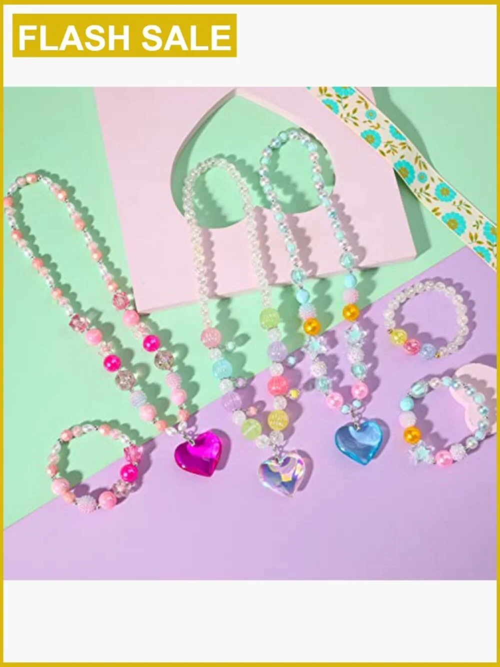 Girls 9pc Heart Necklace & Bracelet Set in Gift Box